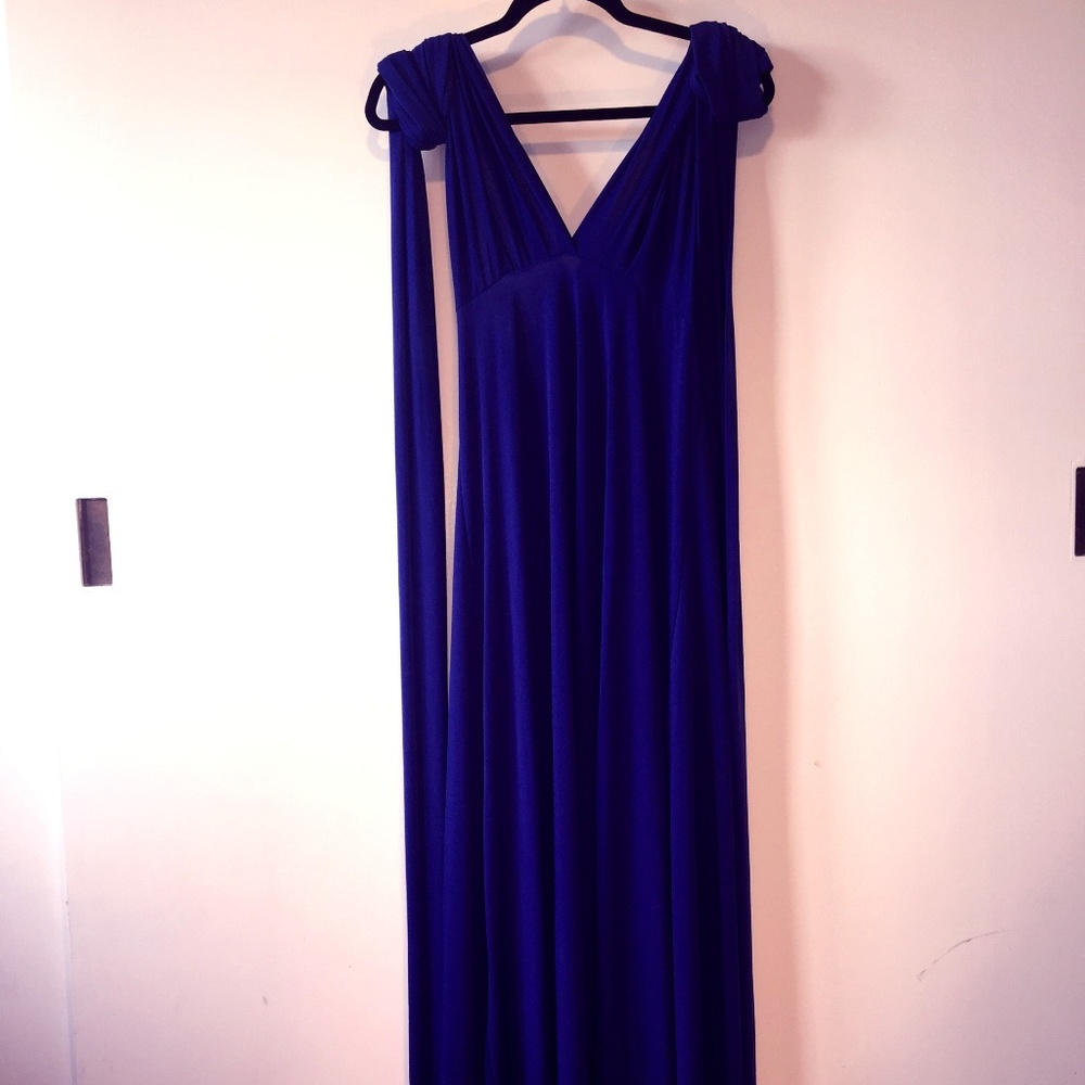 Blue wrap long dress